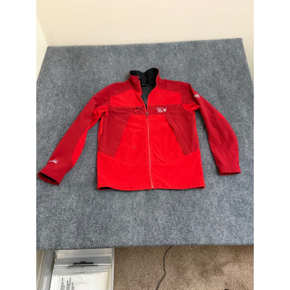 Mountain Hardwear Mens Red Softshell Full Zip Jacket Size Medium Hiking Outdoor
